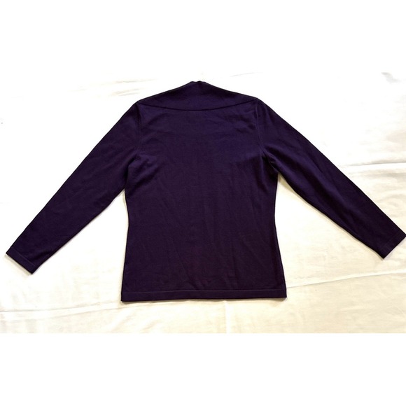 Banana Republic Extra Fine Merino Wool Sz L Women's Purple Bateau Neck Sweater - Picture 9 of 10